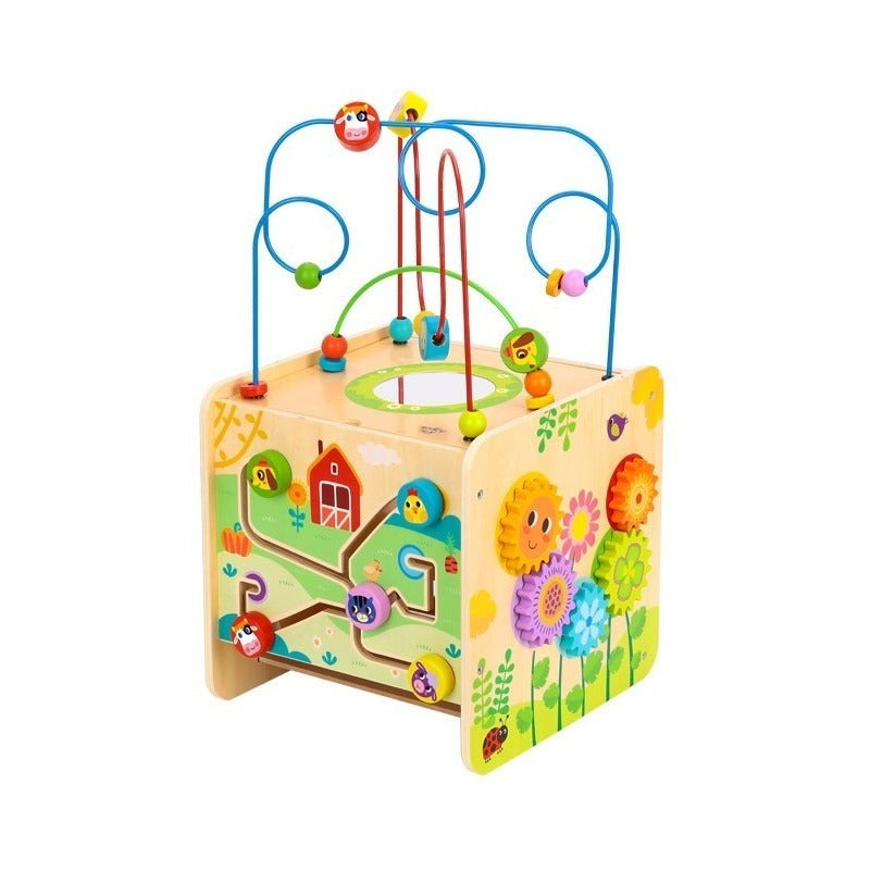 Cubo Multijuegos Prono Piezas Madera Tooky Toy Ft724