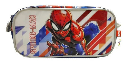 Spiderman Cartuchera Canopla 2 Cierres Original Wabro 31230