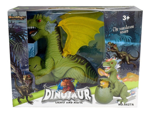 Dinosaurio Dragon Con Huevo Con Luz Y Sonido 99814