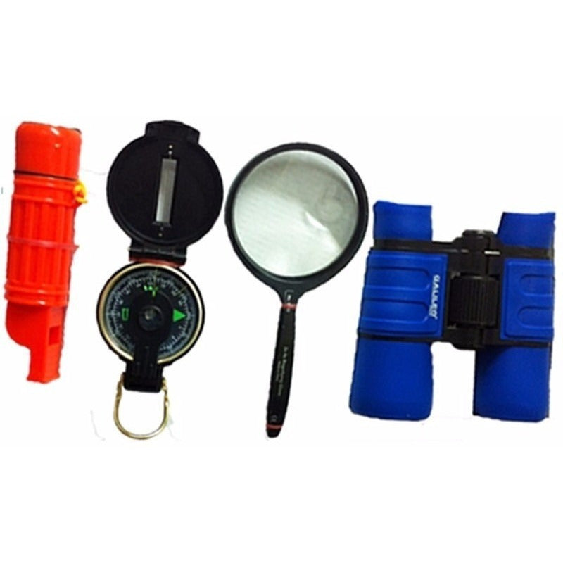 Kit Explorador Galileo Con Binocular,brujula,lupa,silbato