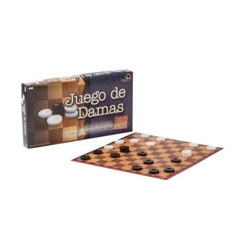 Juego De Damas Piezas Plasticas Tablero Plegable De 34x34