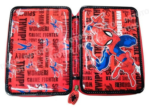 Cartuchera Canopla Spiderman 1 Piso Con Utiles Ha586 Cresko