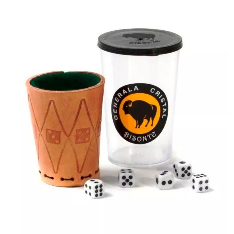 Generala Cristal Marca Bisonte Con Cubilete De Cuero