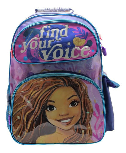 Mochila Escolar La Sirenita Disney Dream Color Violeta Diseño De La Tela Liso