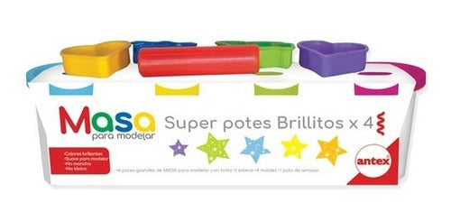 Masa Para Moldear Modelo 4 Super Potes Brillitos  Antex