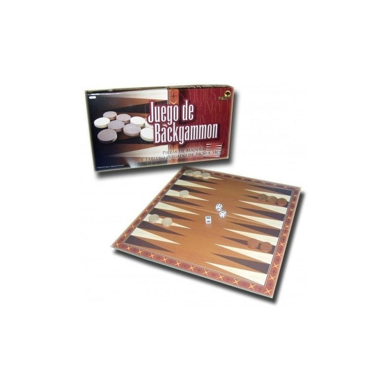 Backgammon Piezas De Madera Y Tablero Plegado Marca Bisonte