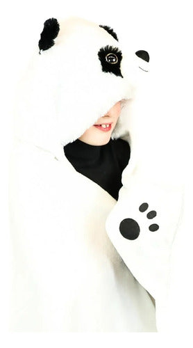 Manta De Peluche Oso Panda C/capucha De Animales Wabro 70238