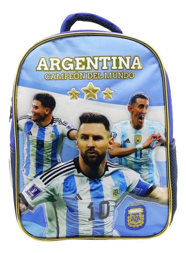 Mochila Escolar Afa Selección Argentina Campeón Del Mundo Color Azul Diseño De La Tela Liso