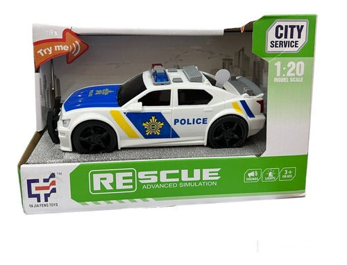 Auto Policia Con Luz Y Sonido 20cm 7362 Personaje Blanco