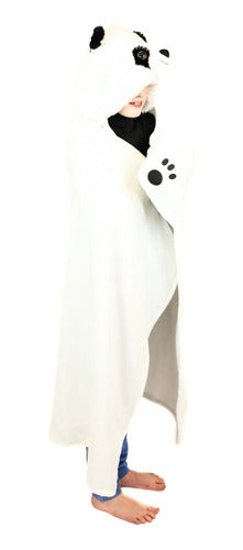 Manta De Peluche Oso Panda C/capucha De Animales Wabro 70238