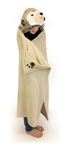 Manta De Peluche Erizo C/capucha De Animales Wabro 70233
