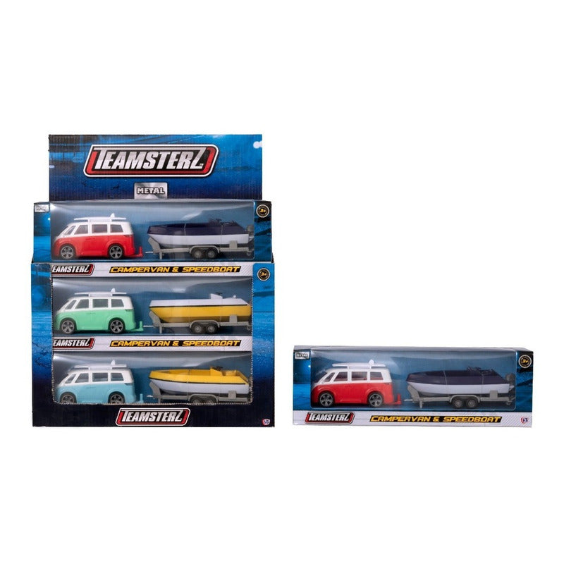 Auto Colección Partes Metal Teamsterz Caravan Y Bote 14116