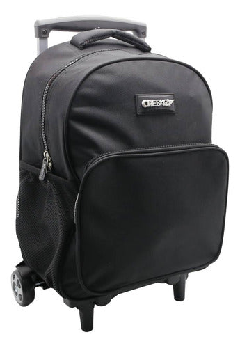 Mochila Con Carro Negro Liso 16'' Ck660 Original Cresko
