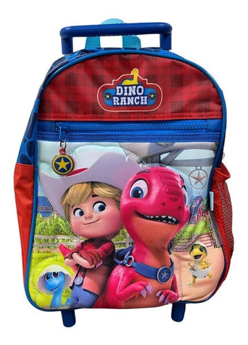 Mochila Con Carro Dino Ranch Con Lic. Original 12'' 74201