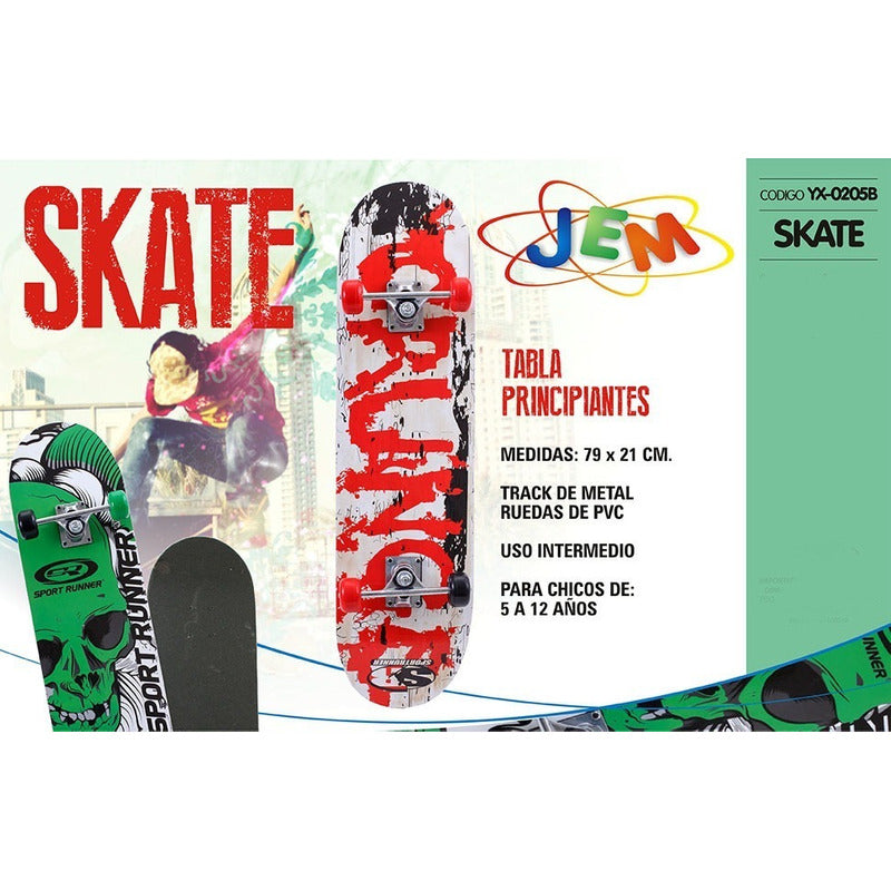 Skate Principiantes Patineta Original Jem Yx-0205b