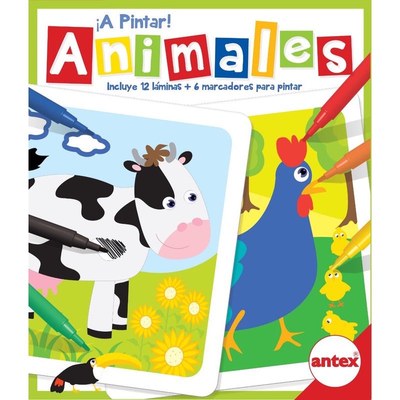 A Pintar Animales Con Laminas Y Marcadores Original Antex
