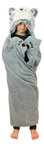 Manta De Peluche Husky Con Capucha De Animales Wabro 70213