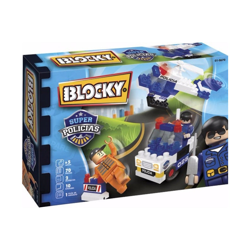 Blocky Super Policias Con 70 Piezas Original Dimare